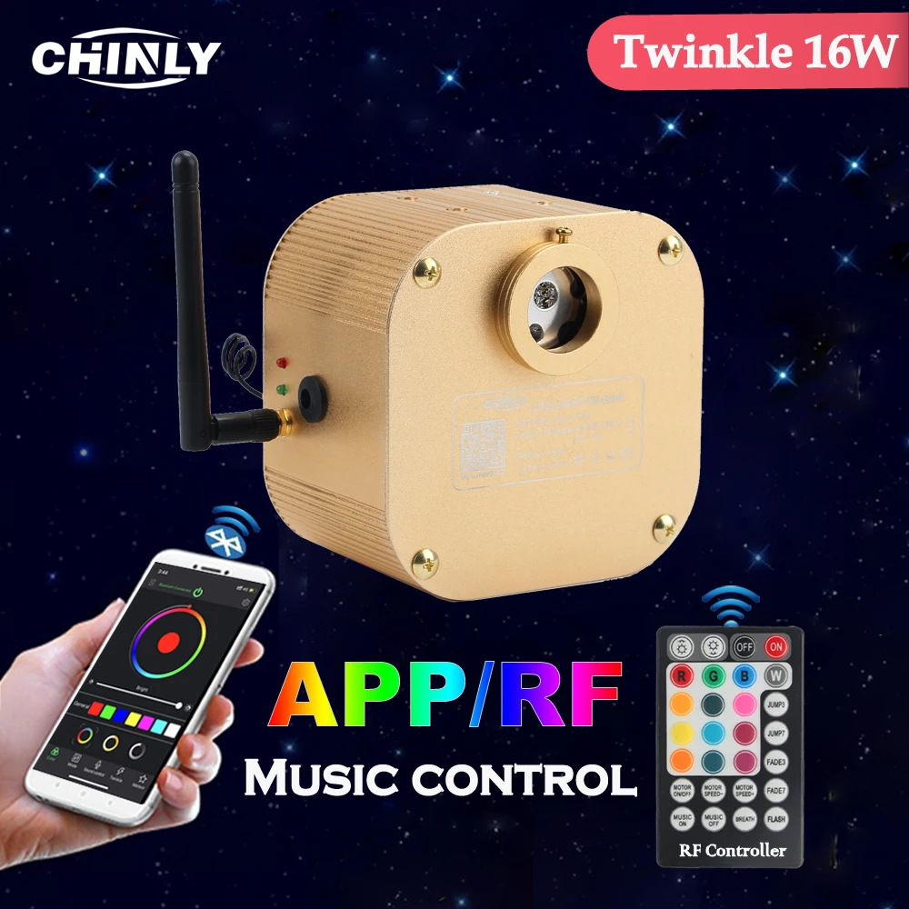 Bluetooth Twinkle CREE Chip Fiber Optic Engine Smartphone APP Control ，Music control 16W RGBW LED Li