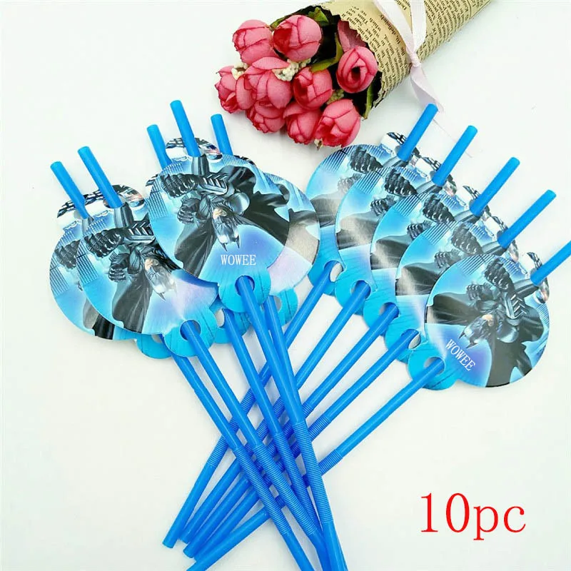 10pc Straw 1 предмет, украшение для дня рождения Бэтмена, вечерние принадлежности для мальчиков, 108 см* 180 см, скатерть с Бэтменом для дня рождения - Цвет: 10pc Straw