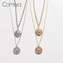 Comiya индийское ожерелье для женщин Золотой Серебряный цвет двойной слои кулон Львы Femme Мода Кристалл Collare корейские ожерелья