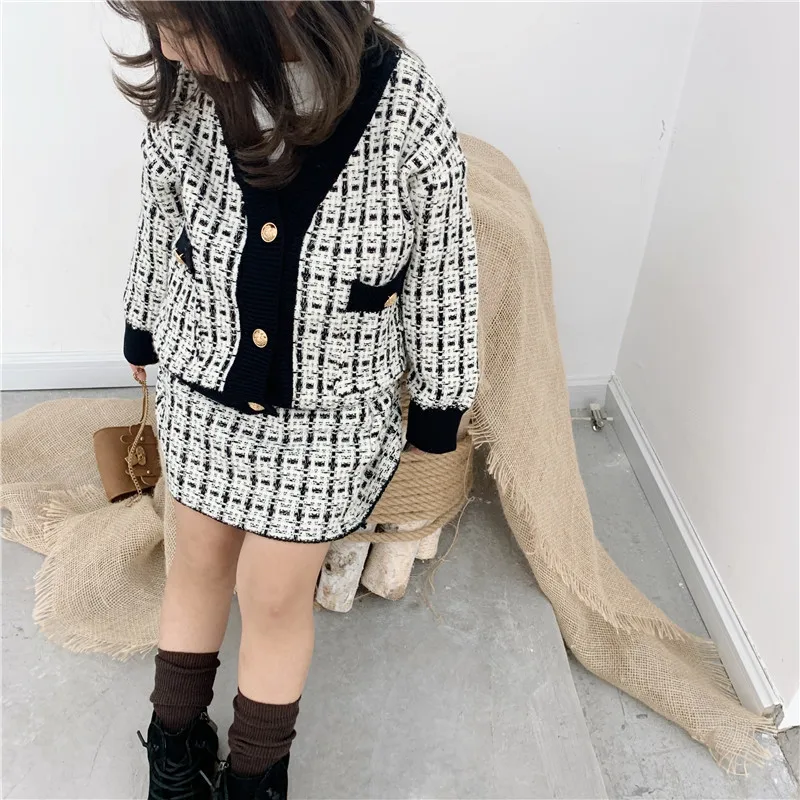 

Children Baby Girl Autumn Suits Clothing Baby Single Breasted Coats + Baby A Line Skirts Toddler Girl Fashion Clothing Outfit