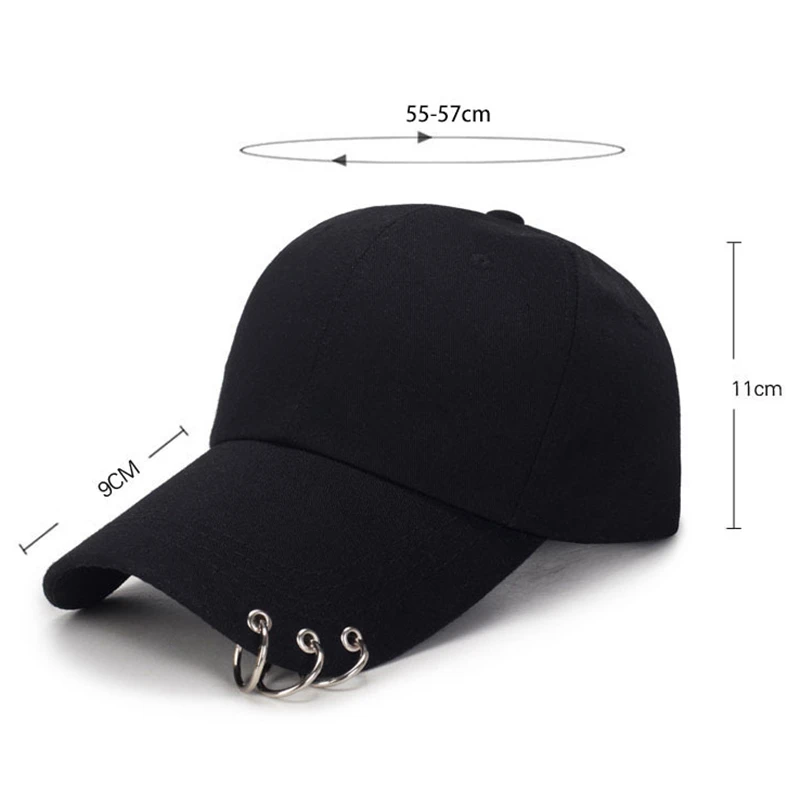 

Hip Hop Panama Breathable Golf Caps Snapback Gothic Punk Baseball Cap Unisex Beach Sports Hats Metal Rings Casquette Visors Hat