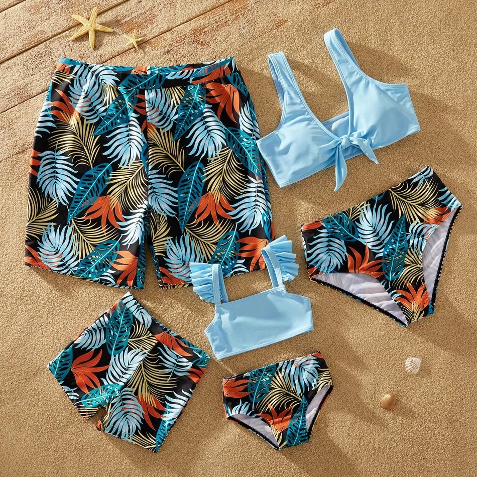 Matching Swimsuits Outfits Swimwear Family-Look Summer And Patpat Floral for Holiday