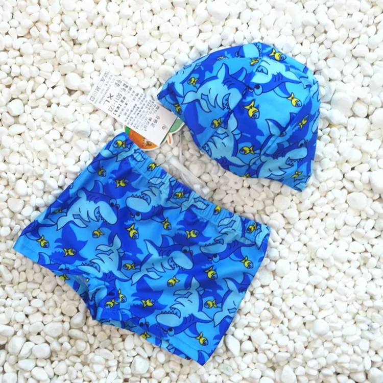 

2018 CHILDREN'S Swimming Trunks Cartoon BABY'S Swimming Trunks Children Boxer Swimming Trunks Boy Hat-BOY'S Swimming Trunks
