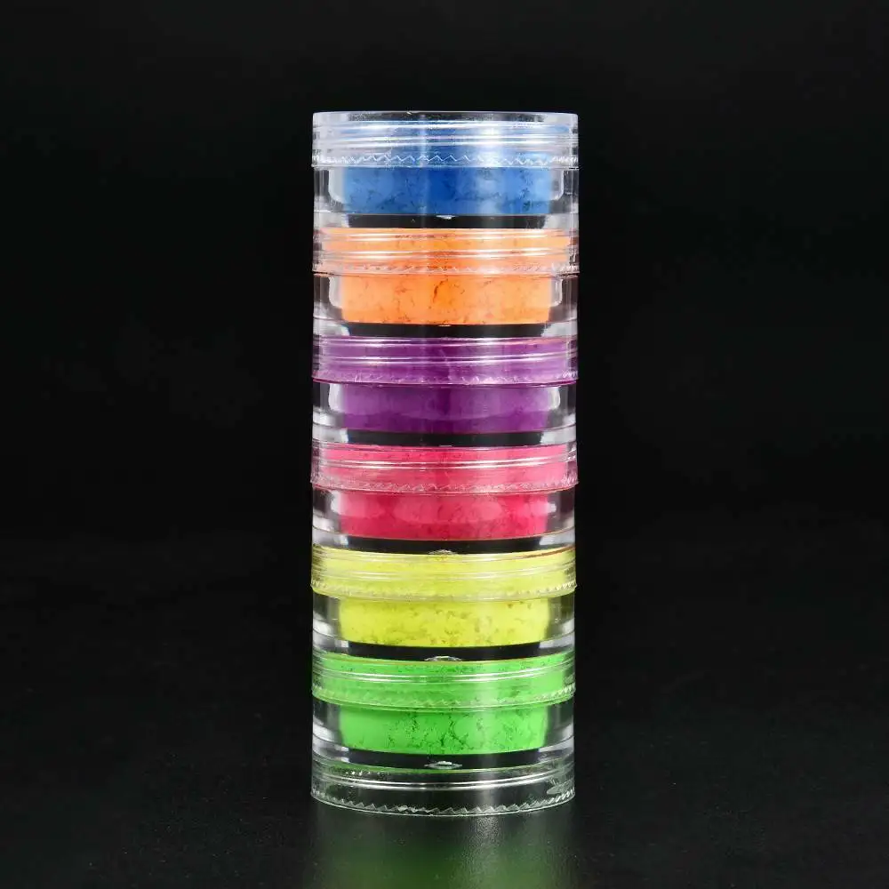 multicolor 1 Набор мерцающие неоновые пигменты для тела, 6 цветов, стойкая флуоресцентная пудра для ногтей, тени для век, косметическая косметика, аксессуары для макияжа губ - Цвет: multicolor