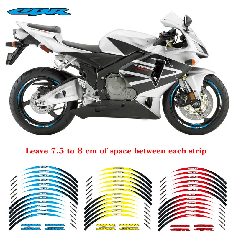 

12 шт., светоотражающие полосы для колес мотоцикла Honda CBR250 300 400 500 600 1000 1100 1200