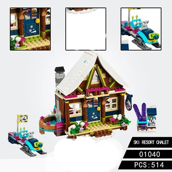 

Compatible GSBAN Friends Girls Snow Resort Chalet set 10731 Winter Snowmobile House Model Building Blocks Toys For Children