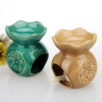 

1Pcs Ceramic Essential Oil Lamps Fragrance Bedroom Candle Holder Aroma Burner Home Decoration G $