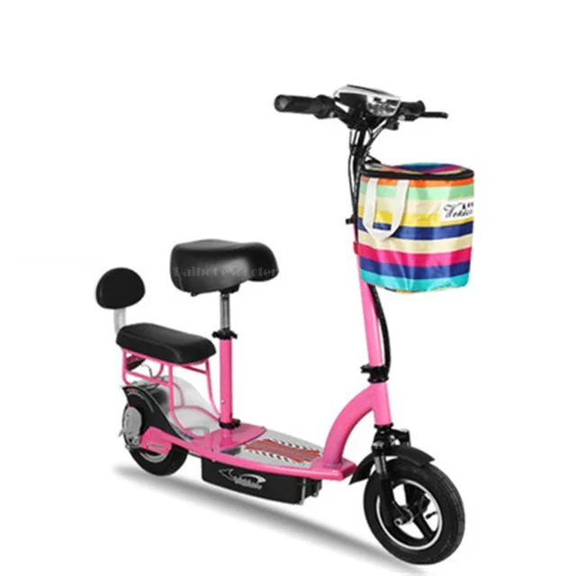 Discount Mini Electric Bike Two Wheels Electric Scooters 10 Inch Single Motor 350W 36V Foldable Electric Scooter Pink For Women 0