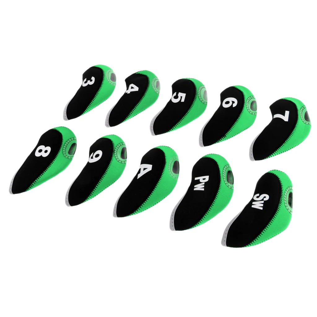 10pcs/pack Neoprene Golf Club Headcover Wedge Iron Cover Protactive Two-tone Transparent hole Easy to Distinguish