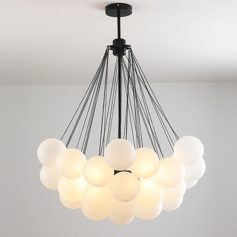 PROD 1005001953297942 Nordic Gold Black Bubble Chandelier Frosted Glass
Ball Chandelier for Dining Room Living Room Decoration Lights for Room
