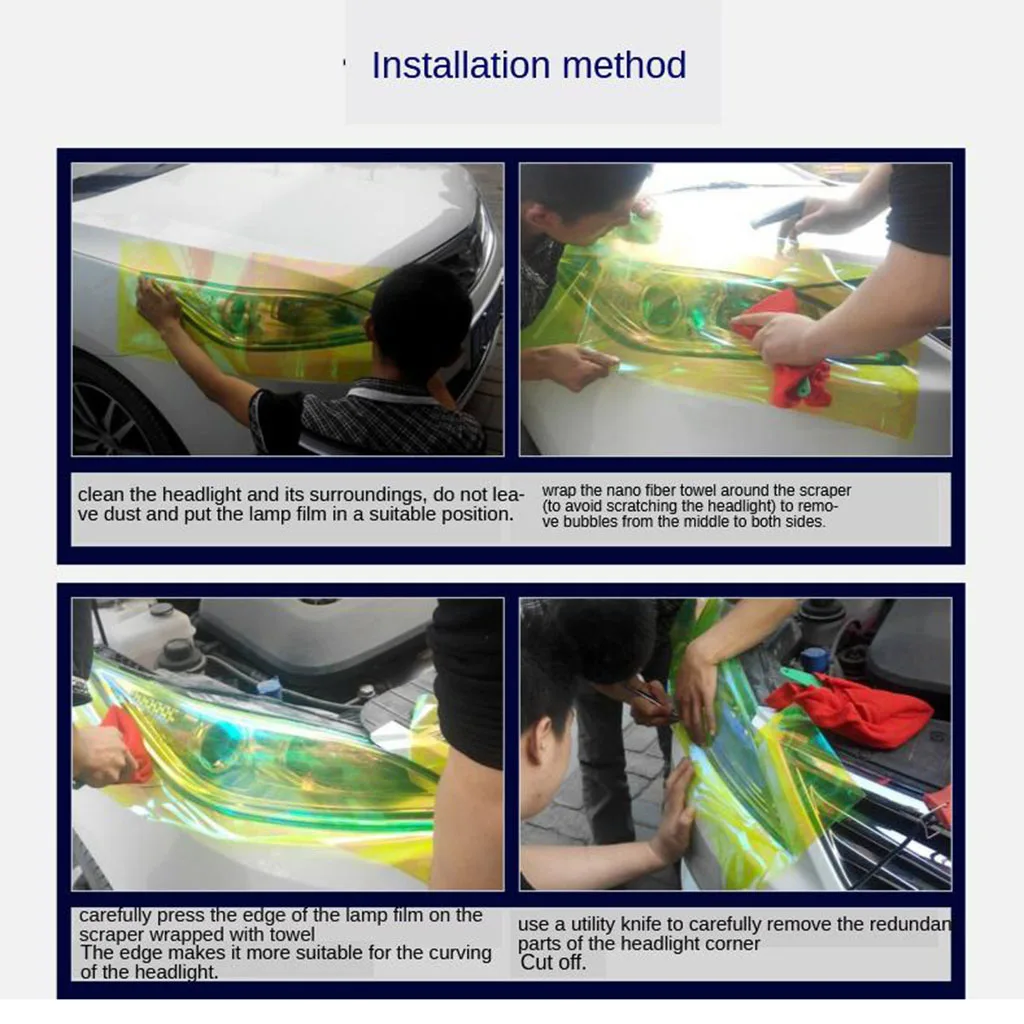 Light Black Headlight Taillight Vinyl Tint Wrap 12 x 40 Inch Roll  Tinting Wrap DIY Decals for Cars Moto