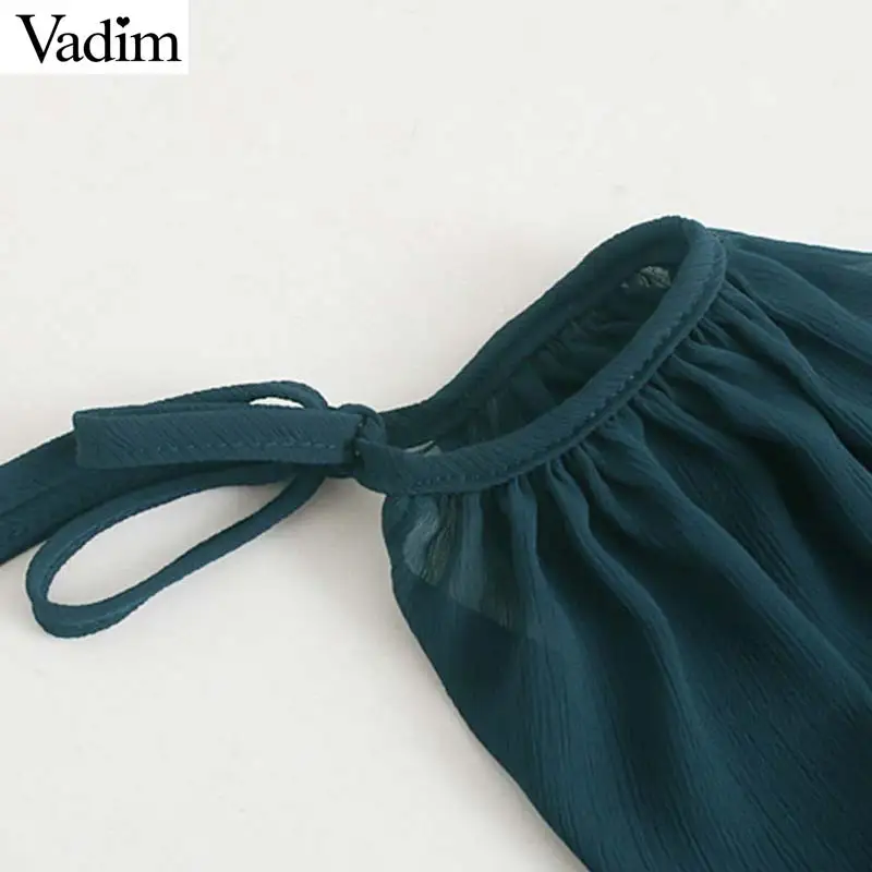 Vadim, милый, Женский шифоновый блузка с оборками, v-образный вырез, галстук-бабочка, рубашка, женская повседневная одежда, милые шикарные топы, blusas LB453