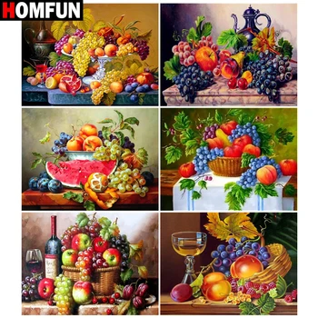 

HOMFUN Diamond painting "Fruit grapes Red wine" Full Square/Round Drill Wall Decor Inlaid Resin Embroidery Craft Cross stitch