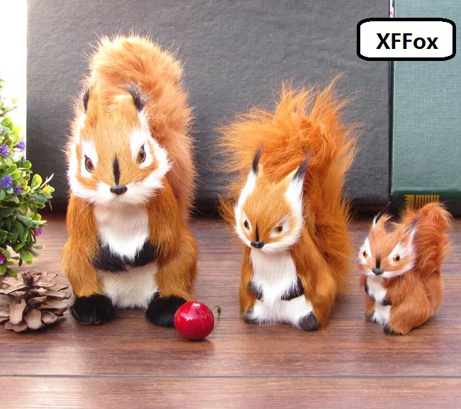 

3 pieces a set simulation squirrel models polyethylene&furs real life squirrel dolls gift 8-17cm xf2259