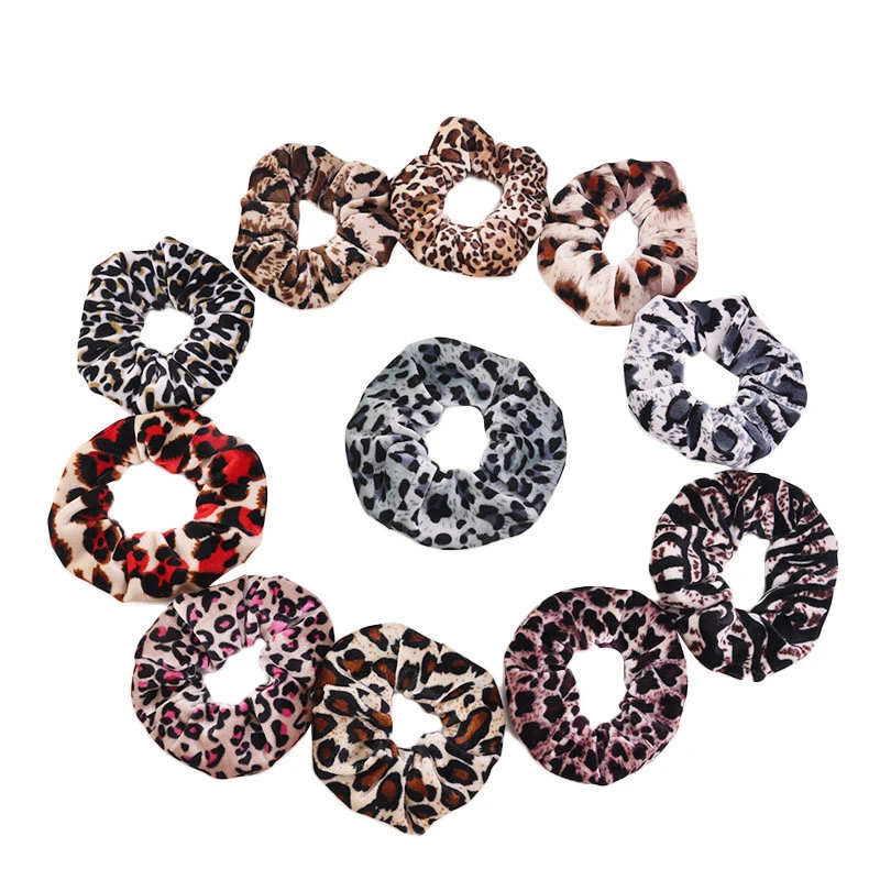 

M MISM 2019 Fashion Velvet Leopard Scrunchy Lovely Hair Accessories For Girls Simple Pattern Print Elastic Hair Bands For Women