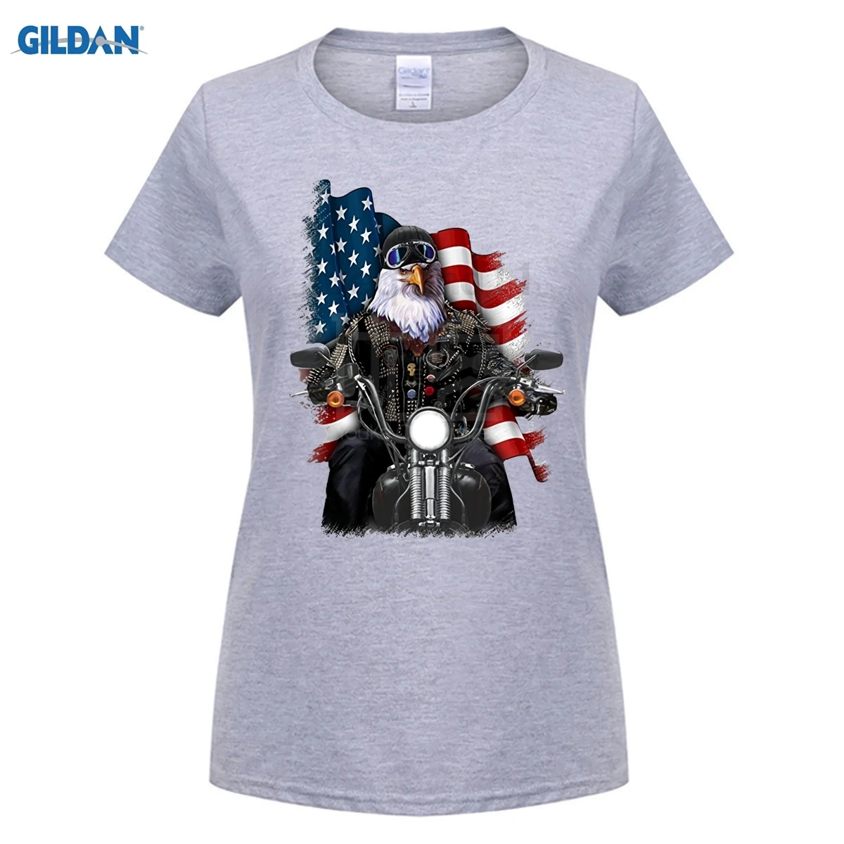 T-Shirt, America Bald Eagle as Biker Riding Motorcycle