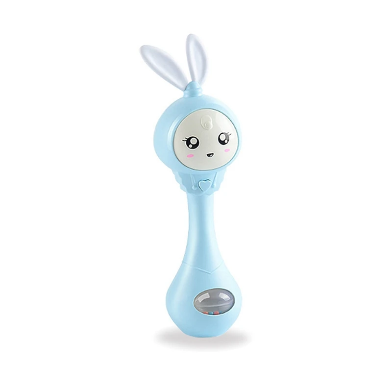 TOY9139BL Новорожденный Младенец ранняя развивающая игрушка милый кролик ручные колокольчики музыкальные погремушки мигающие детские погремушки для младенца ручной захват колокольчики Прорезыватель - Цвет: TOY9139BL