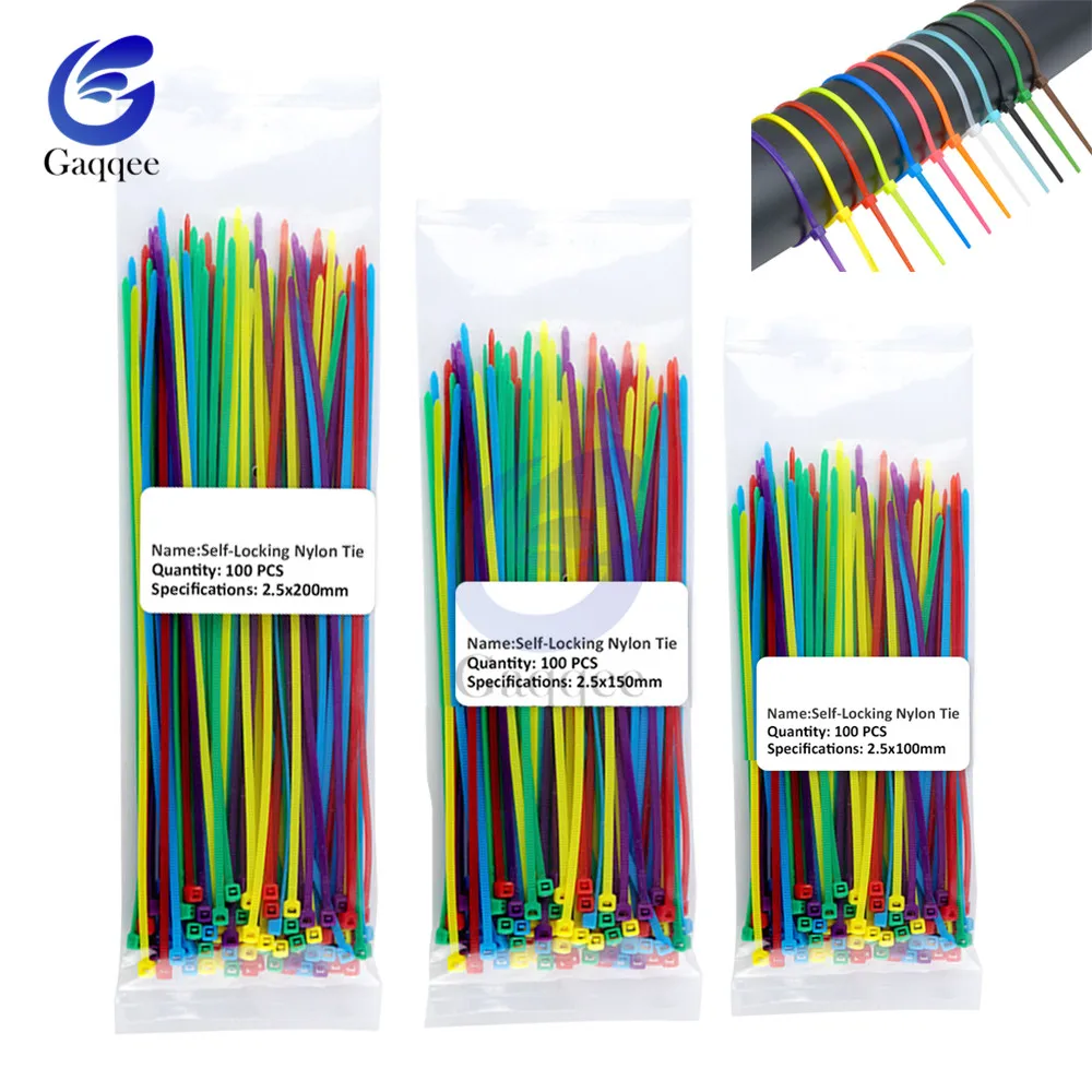 2.5mm 100-200mm Self-locking Cable Tie Network Cabling Tag Nylon Zip Marked Ties 