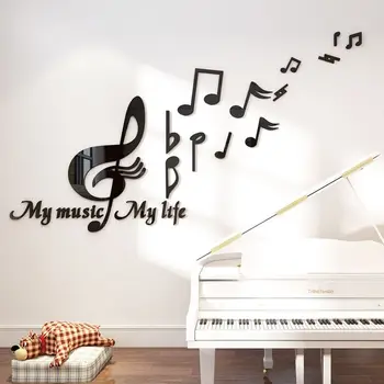 

Music Note 3d Three-Dimensional Wall Stickers Piano Children's Room School Classroom Piano Room Layout Cartoon Wall Stickers