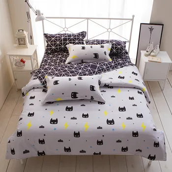 

Cartoon Bedding Set Black Batman Mask Quality Duvet Cover Bed Sheets And Pillowcases Set Single Full Queen King Size