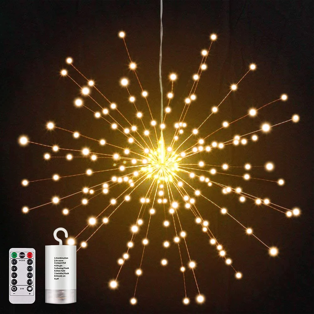 4X Battery Powered Hanging LED Heart Star Bauble Fairy String Light Decorations 