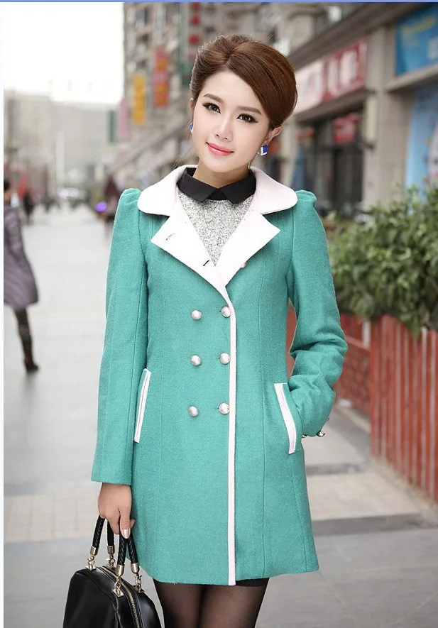 Winter Wool Coat Women Thick Warm Long Wool Blends Coats Elegant Ladies Furry Collar Woolen Coats Jackets Abrigos Mujer Invierno