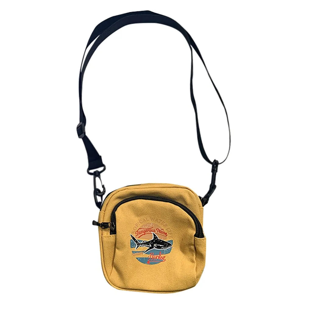 25# волшебная рыба, Женская Холщовая Сумка, Корейская мини Студенческая сумка, сумка для сотового телефона, простая сумка через плечо, повседневная женская сумка на плечо с клапаном - Цвет: Yellow