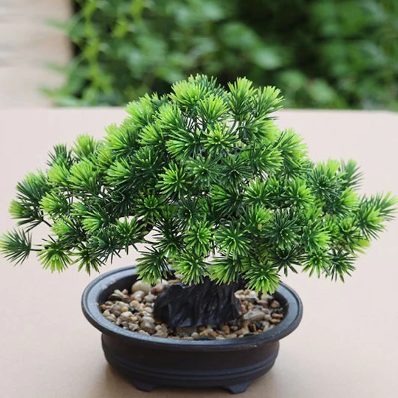 

Artificial Flower Potted Set Desktop Fake Pine Tree Plants Bonsai Plastic Vase Fake Flower Wedding Christmas Decoration For Home