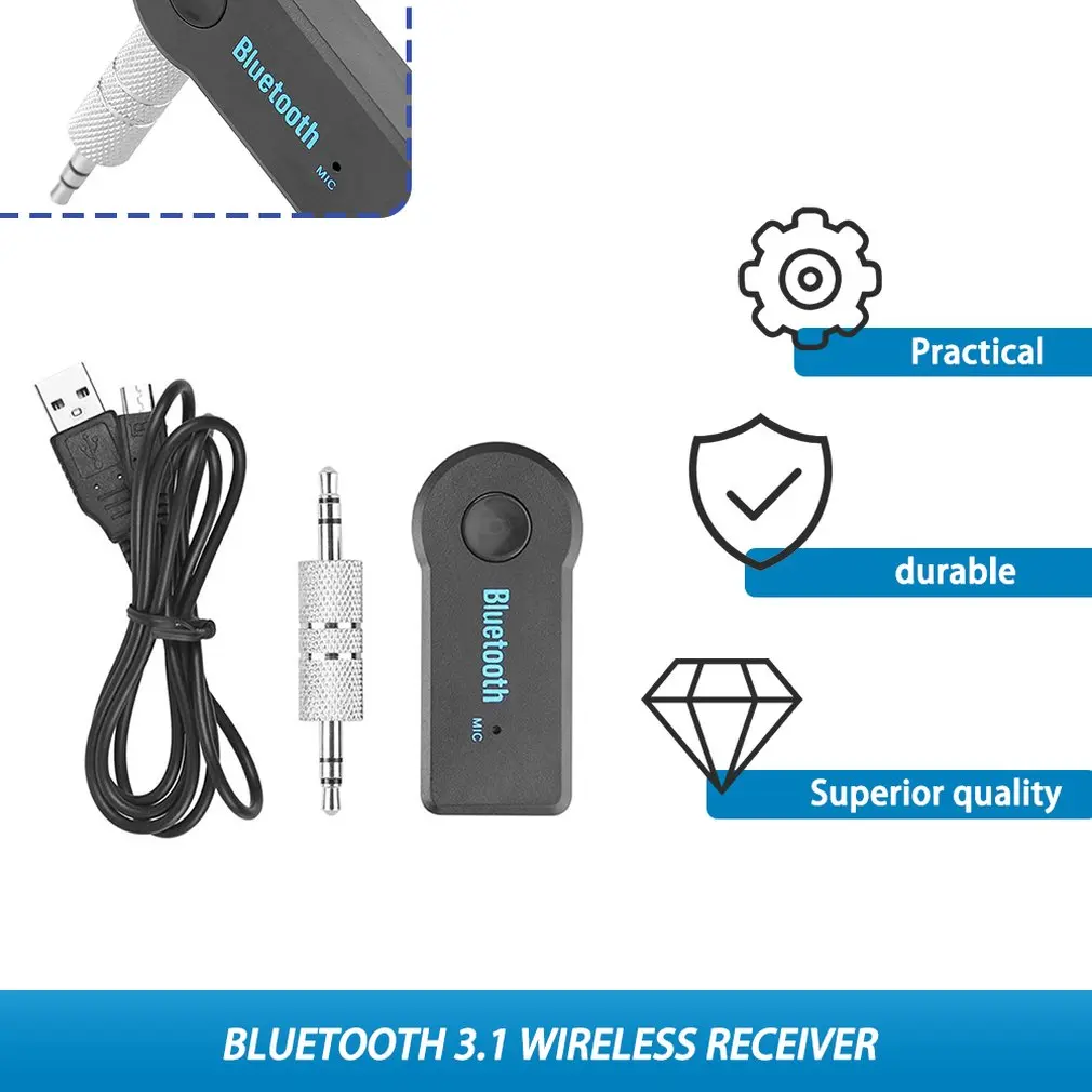 Беспроводной 4,1 Bluetooth аудио музыкальный приемник адаптер 3,5 мм стерео A2DP автомобильный комплект для потоковой передачи музыки звуковая система