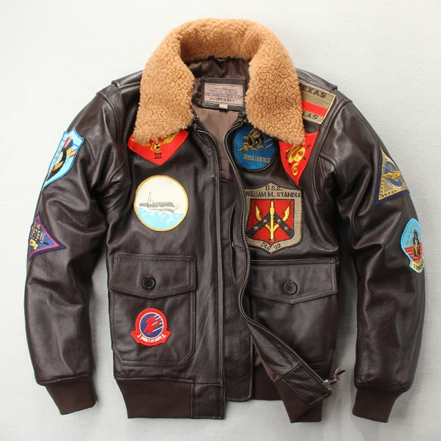 DHL free shipping Men's Genuine Leather Jacket G1 Pilot  Air Force Coats Autumn and winter Multi-label Thick Cowhide Coats 5