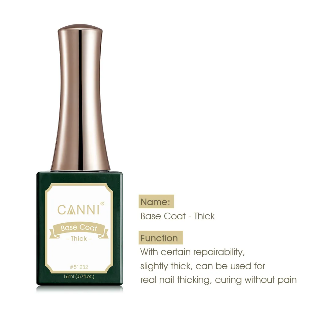 CANNI 16ml BaseCoat Topcoat Functional Gel Thick Basecoat Primer Diamond Glitter Matt Topcoat Nail Art UV LED Nail Polish Set 4