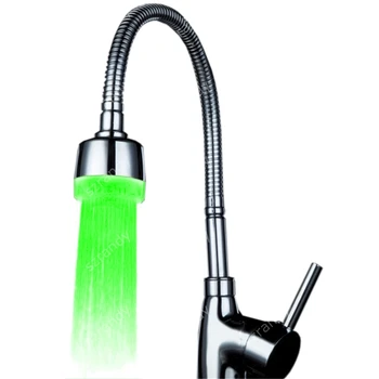 

LD8001-A11 single green color Lighting Water Tap/LED Mixer/LED Kitchen Lighting Faucet Accessories with adaptors
