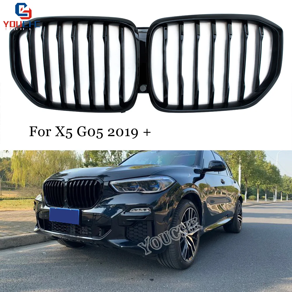 

Передняя решетка бампера G05, 1 планка, ABS решетки для BMW X5 Series G05 2019 +, глянцевый черный, запасная Передняя зеркальная решетка