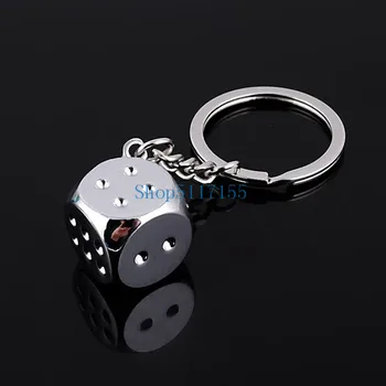 

200pcs Square dice keychain fashion gamble boson key chains cool man bag pendants charm female accessory jewelry free shipping