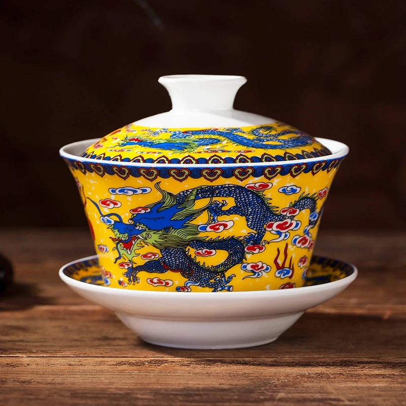 B Style 240 мл Gaiwan керамическая фарфоровая чайная соусница для тарелки Обложка набор пиалы для чая Посуда для чая кухонная посуда для питья мастер рукоделье чашка украшения подарки - Цвет: B Style