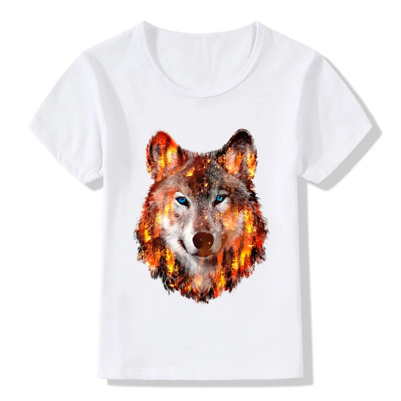 Crianças animal lobo hardliner impressão t camisa