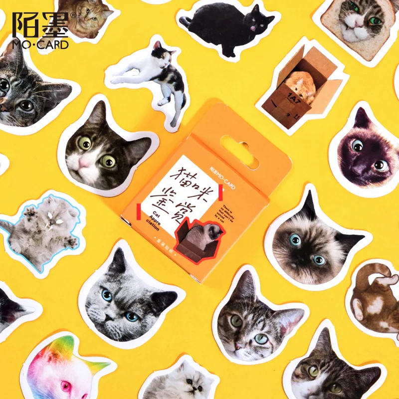 46 unidades por paquete, pegatina de gatos, álbum de recortes diario, etiquetas decorativas