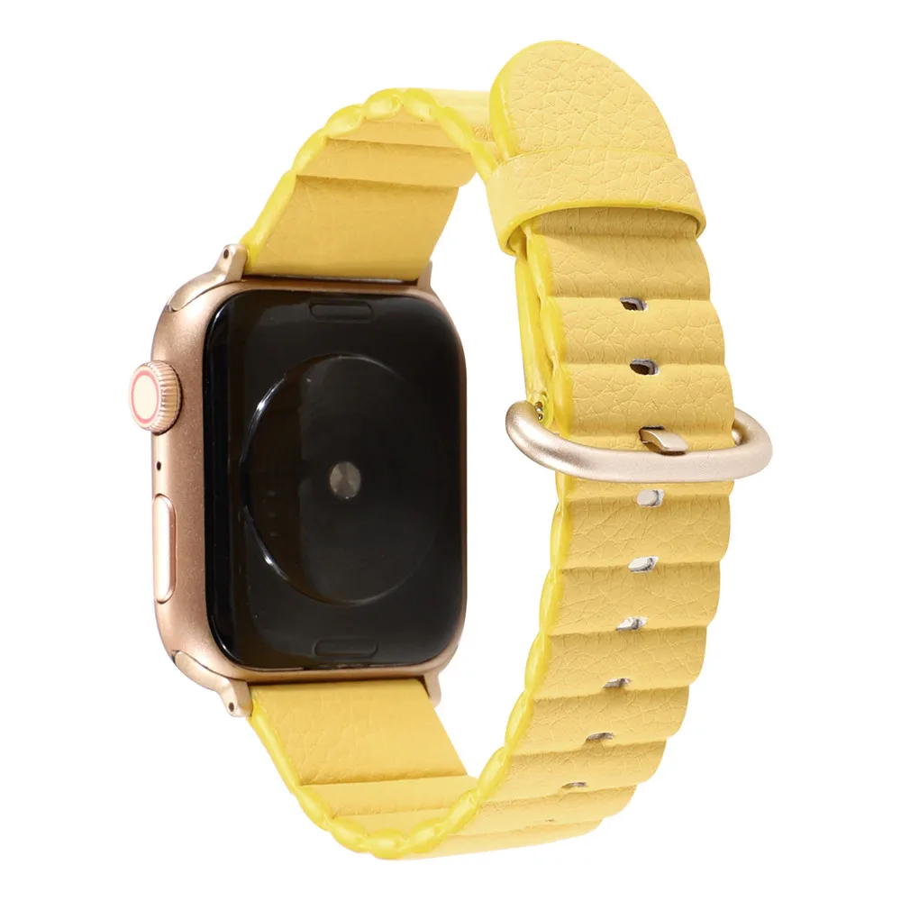 Кожаный ремешок в полоску для часов Apple Watch 5, 4, 3, 2, ремешок 44 мм, 40 мм, 42 мм, 38 мм, высококачественный сменный спортивный ремешок для iWatch 3, 4, 5