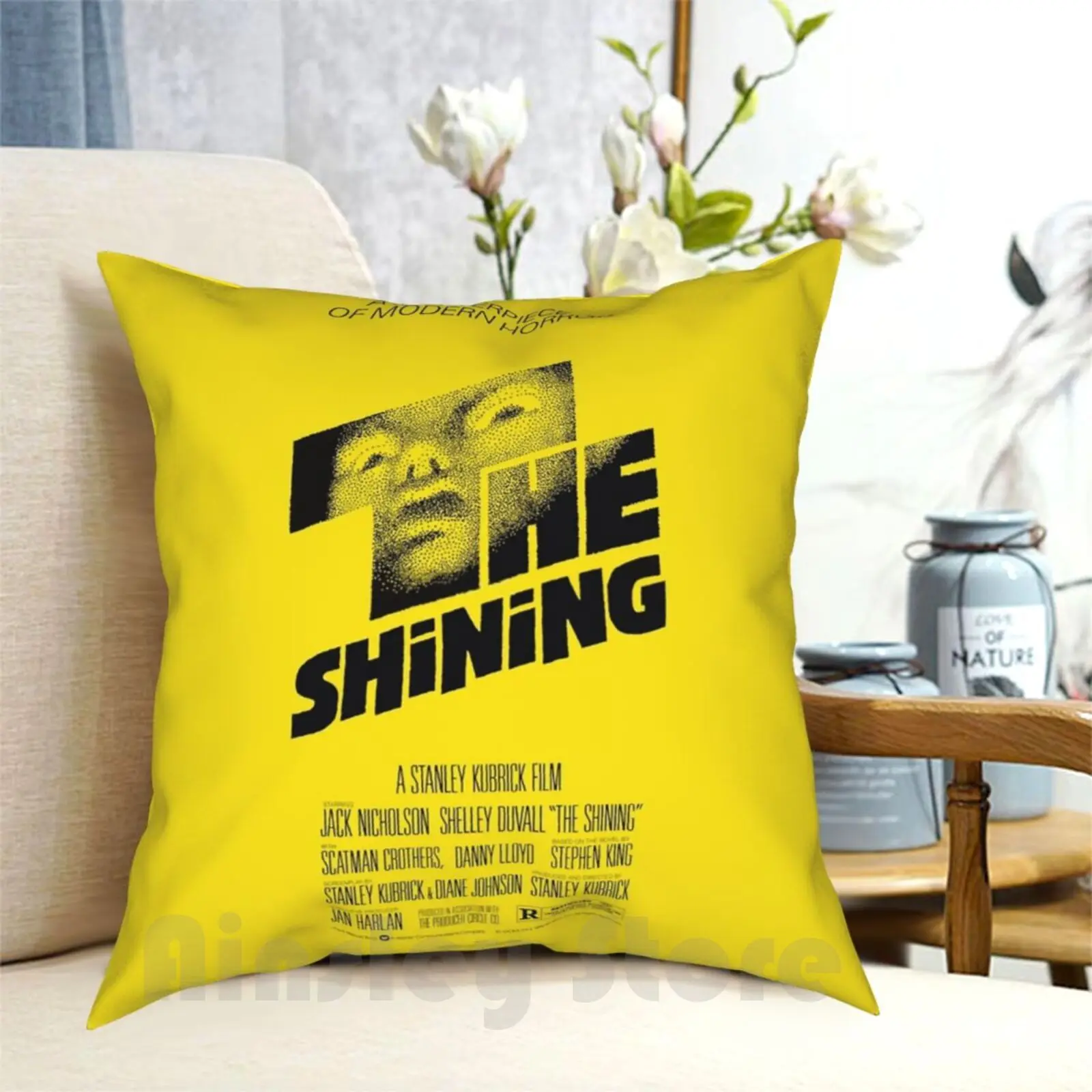 The Shining 1980-Yellow Poster Pillow Case Printed Home Soft Throw Pillow The Shining Jack Dumley Shelley Duvall