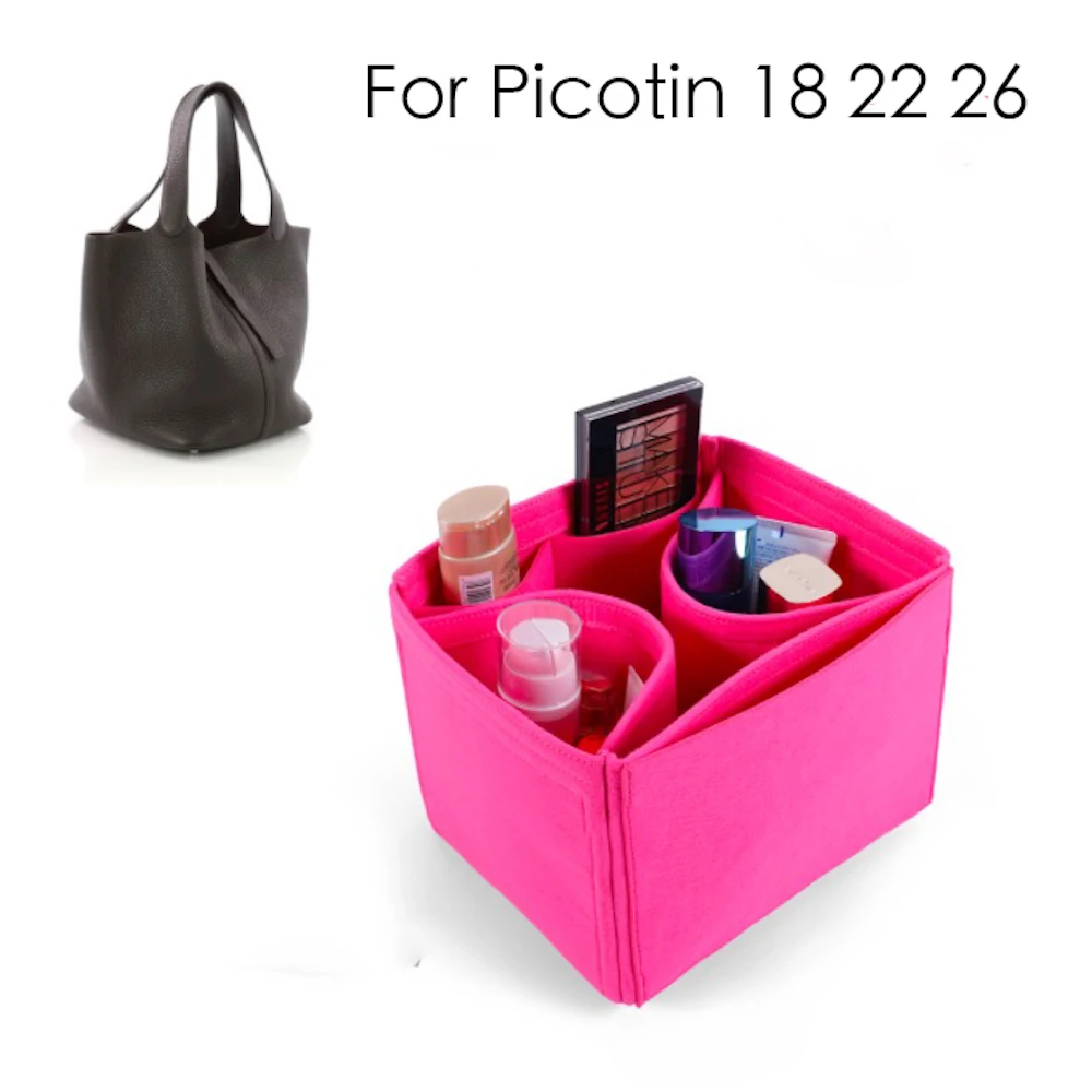 

For Picotin 18 22 26 Insert Bags Organizer Makeup Handbag Organize Inner Purse Portable base shaper -Premium Felt (Handmade/20 C