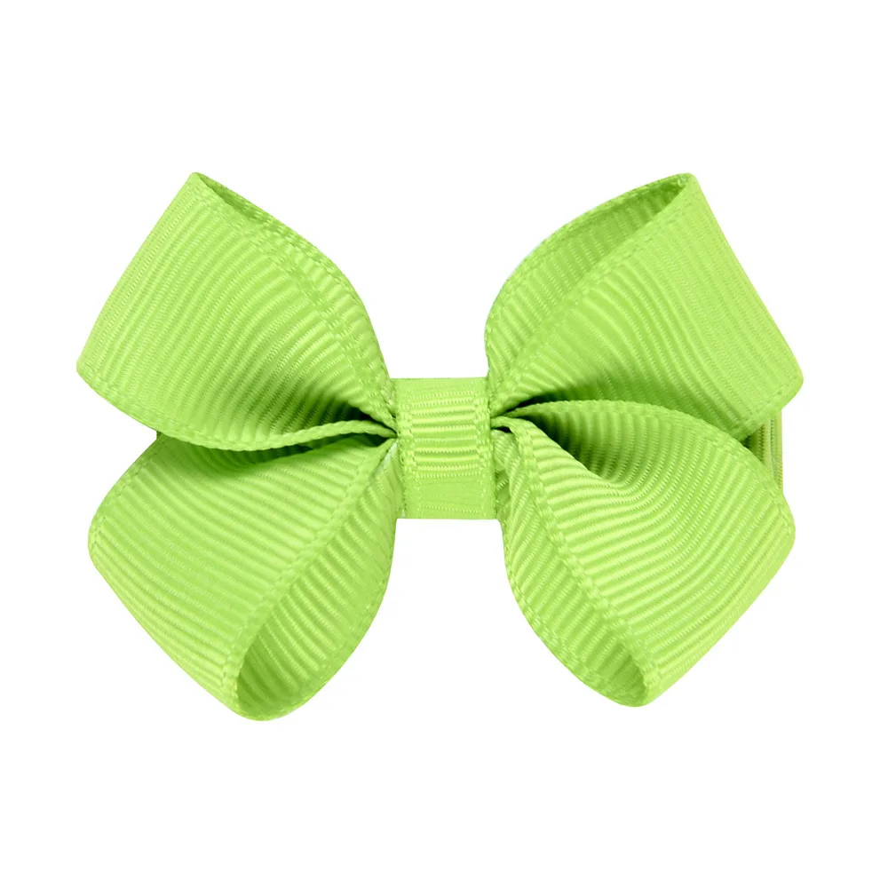 Green(2Pcs) 2 шт., однотонные заколки для волос для детей, бант из ленты, заколка, заколки для волос, милый головной убор для девочек, аксессуары для волос ручной работы, 2,4 дюйма - Цвет: Green(2Pcs)