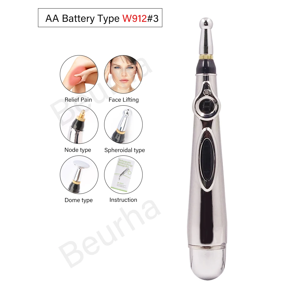 W912-3 USB Rechargeable Meridian Energy Pen Electronic Acupuncture Pen Electric Meridians Laser Therapy Heal Massage Pen Relief Pain - Цвет: W912-3