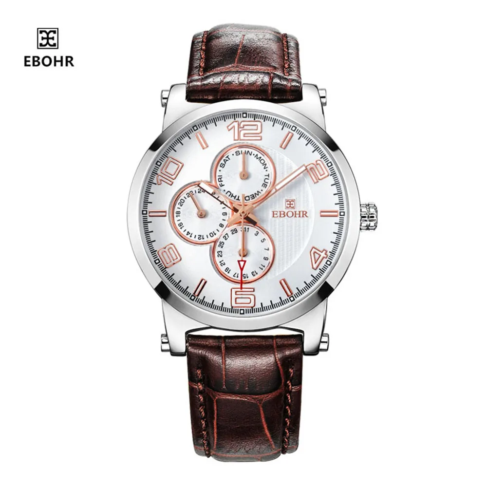 

EBOHR quartz watch men's atmosphere casual belt men's watch three eye disc personality dashboard element 00420334