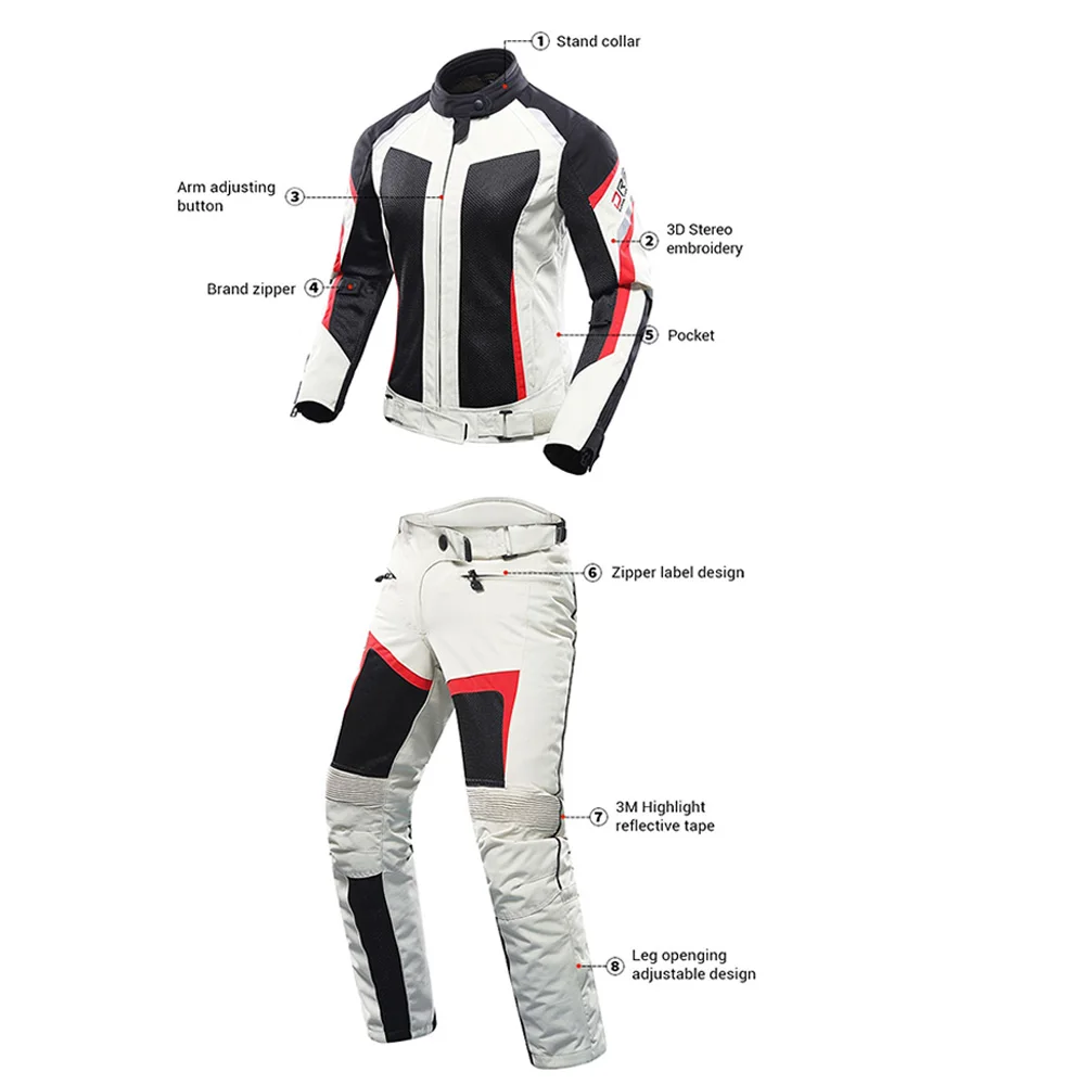 DUHAN, Женский мотоциклетный костюм, летняя дышащая мотоциклетная куртка+ мотоциклетные штаны, мотоциклетная защитная одежда для езды на мотоцикле