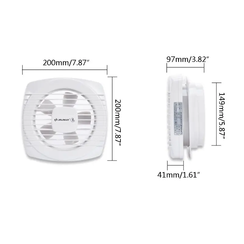7,87*7,8" оконный туалетный вентилятор для удаления запаха, кухонный вентилятор для удаления дыма, большой объем, низкий уровень шума
