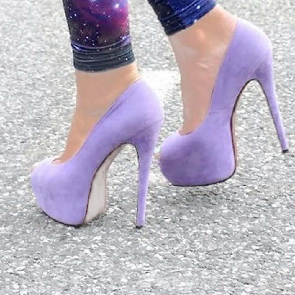 Оригинальные стильные женские туфли-лодочки модные пикантные туфли на высоком каблуке с открытым носком женские туфли-лодочки черные туфли женские большие размеры 4-20 - Цвет: OI1009 Purple