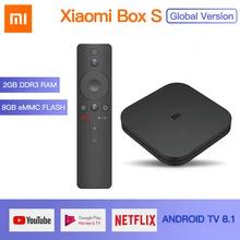 Original Global Xiaomi Mi TV Box S 4K HDR Android 8.1 2G 8G WIFI Google Cast Netflix IPTV Set top Box 4 Media Player