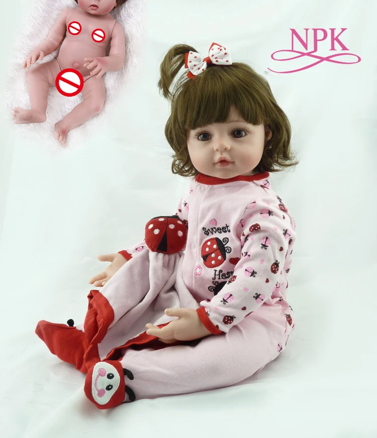 as pic 1 girl doll 48 см полный силиконовые детские куклы водонепроницаемый тело девушка Ванна игрушка Reborn Baby куклы реалистичные 19 ''куклы, подарок на день рождения для продажи - Цвет: as pic 1 girl doll