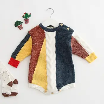 

Newborn baby long-sleeved knitted baby Autumn Hatchwear Bodysuit cotton clothes Baby Girl Bodysuits