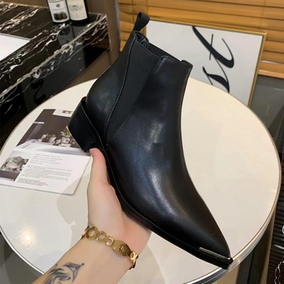 

BELLECOM Fall 2019 New Spiked British Wind Shoes, Leather Chelsea Bare Boots and Girls Boots